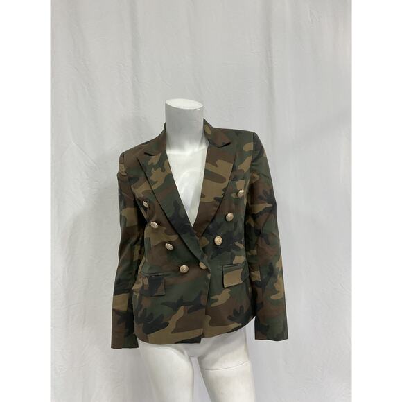 Generation Love 'Kennedy' Green Polyester Camouflage Blazer Size S - Picture 2 of 5